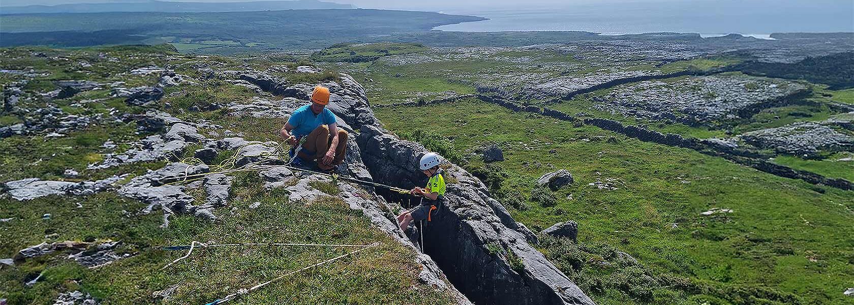 One on One rock climbing with Irish Mountaineering Academy in the Burren