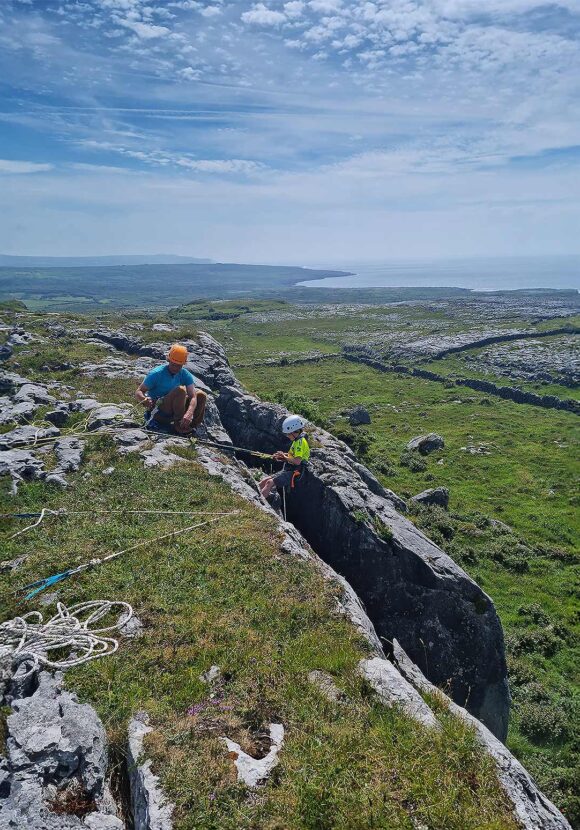One on One rock climbing with Irish Mountaineering Academy in the Burren