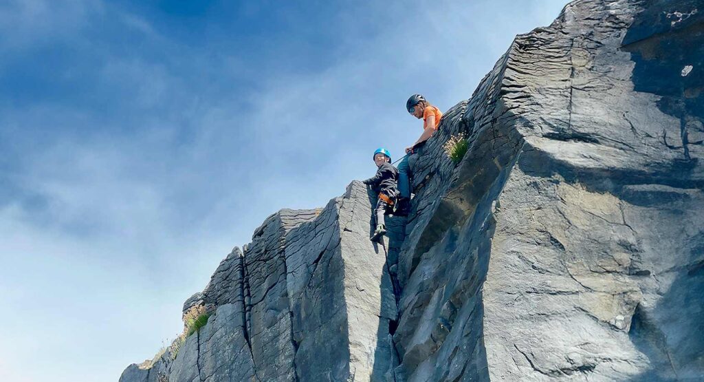 Scouts climbing and abseiling adventure full day with Irish Mountaineering Academy in the Burren